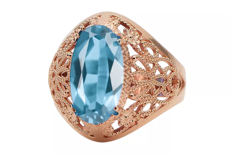 Original Vintage 14K Rose Gold Aquamarine Ring Vintage style vrc074r